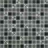 Мозаика Vidrepur Born Black (на сетке) 31.7X31.7 черная матовая с орнаментом, чип 25x25 квадратный