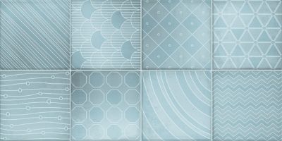 Настенная плитка ALMA Ceramica TWU09RCD016 Richard 50x24.9 голубая глянцевая рельефная под мозаику