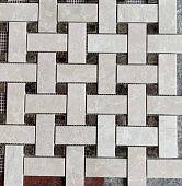 Мозаика Marble Mosaic Carpet Series Basket Weave Botticino Pol 30.5x30.5 микс бежевая / коричневая полированная под камень, чип 30x60 / 15x15 прямоугольный / квадратный