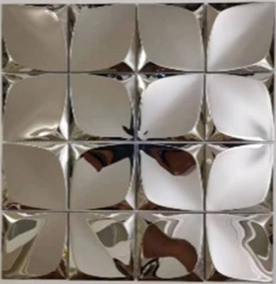 Мозаика Marble Mosaic Stainless Steel Origami Silver 30x30 серебро глянцевая под металл, чип 75x75 квадратный