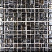Мозаика Vidrepur С0004531 Aqua Black (на сетке) 31.7х31.7 черная глянцевая авантюрин, чип 25x25 квадратный
