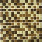 Мозаика Pixel mosaic PIX 115 из стекла 31.6x31.6 бежевая / коричневая матовая под камень / оттенки цвета, чип 20x20 мм квадратный