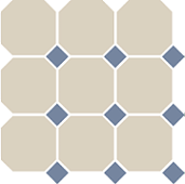 Керамогранит Topcer 4416 Oct11-1Ch White Octagon 16/Blue Cobait Dots 11 30x30 бежевый матовый под мозаику