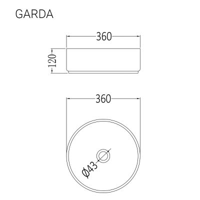 Раковина Staro С0005525 Garda накладная в комплекте с донным клапаном 36x36 белая / серая матовая под мрамор